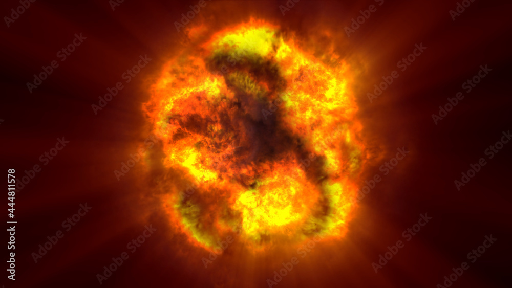 Fototapeta premium fire flame ball explosion in space, illustration