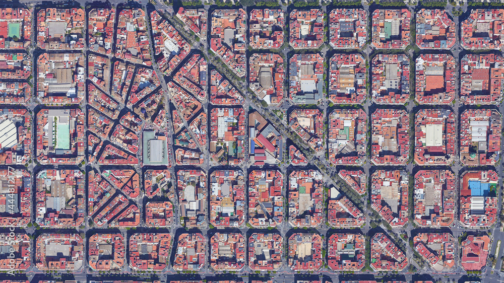 City of Valencia looking down aerial view from above – Bird’s eye view Valencia, Spain