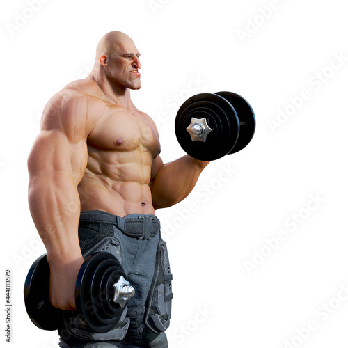 super soldier is working out with weight side view copy