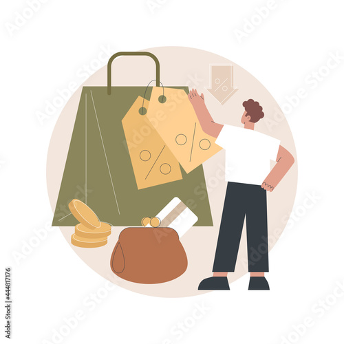 Retail markdown abstract concept vector illustration. Promotional discount program, lowest price guarantee, cash flow for your business, in-store sale event, bad buying decision abstract metaphor.