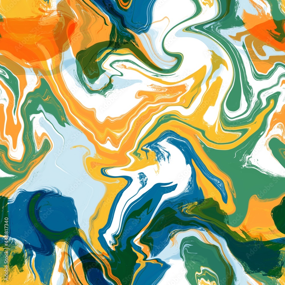 Obraz premium Abstract Hand Drawing Liquid Marble Camouflage Seamless Pattern Colorful Background
