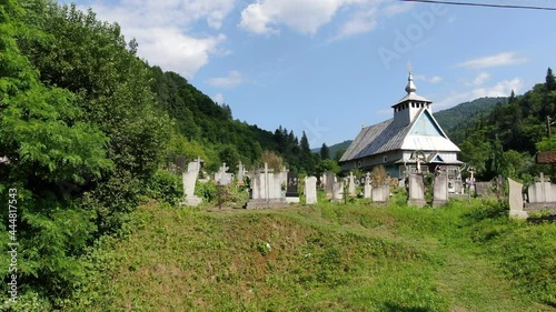 Cemetery and churches in the mountains