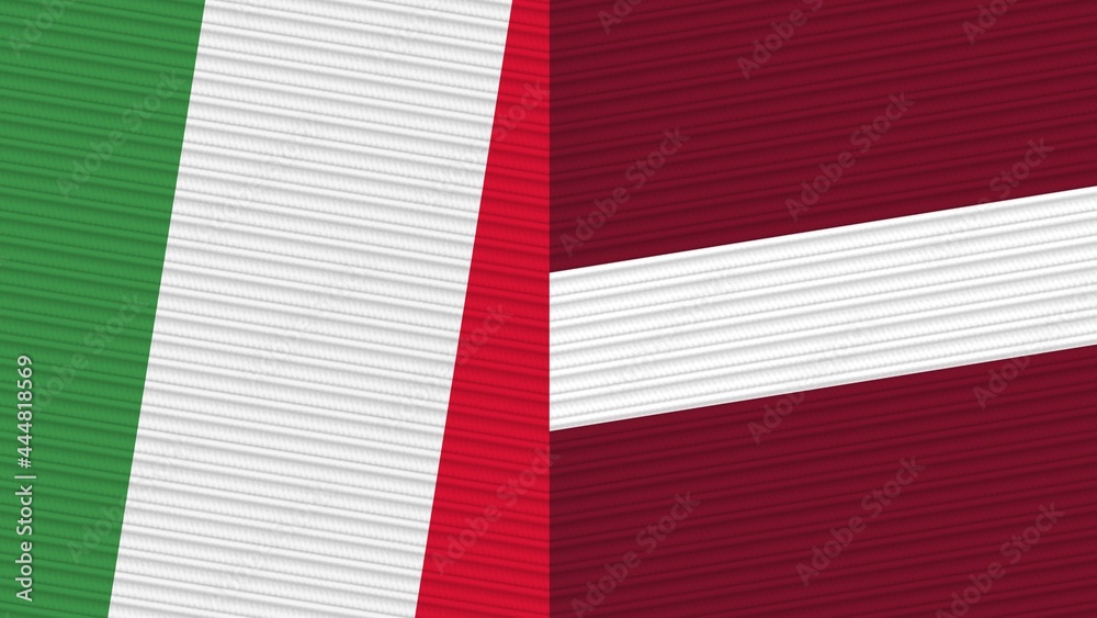 Latvia and Italy Flags Together Fabric Texture Illustration Background Latvia and Italy Flags Together Fabric Texture Illustration Background