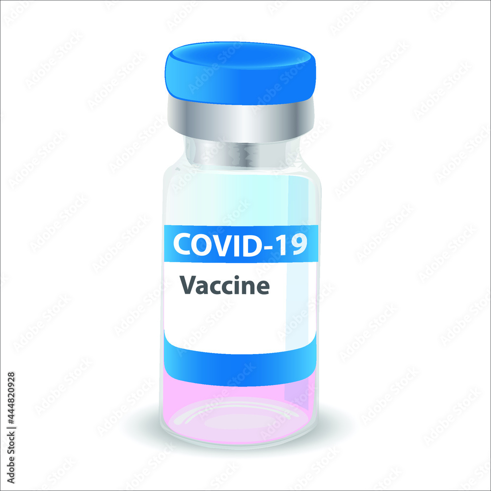 a bottle with a coronavirus vaccine on a white background
