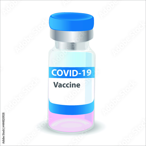 a bottle with a coronavirus vaccine on a white background