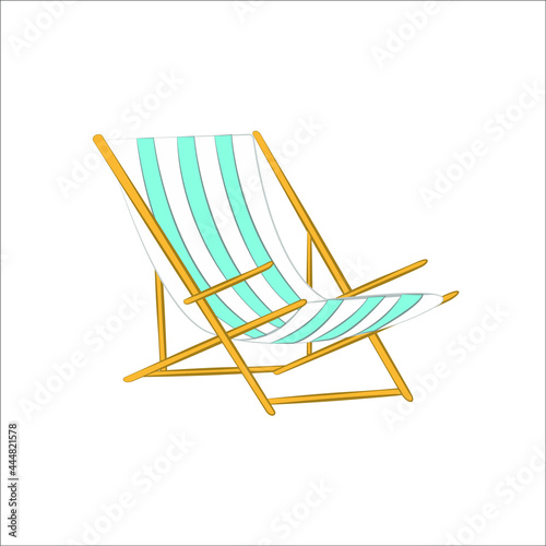 Lounge deck chair, vector illustration, hand drawn, beach vacation, summertime illustrations, cartoon deck chair