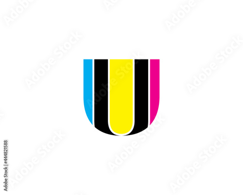 Letter U with CMYK Color Logo Vector 001