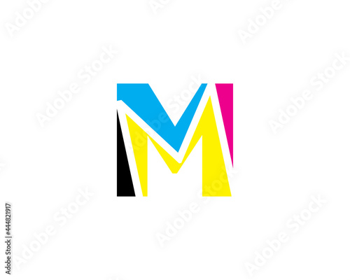 Letter M with CMYK Color Logo Vector 001