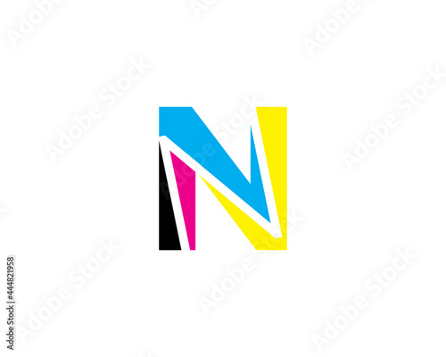 Letter N with CMYK Color Logo Vector 001