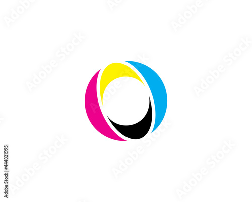 Letter O with CMYK Color Logo Vector 001
