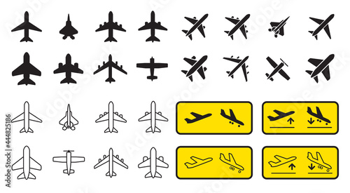 Aircraft or Airplane Icons and Sign Set .Vector. Silhouette.