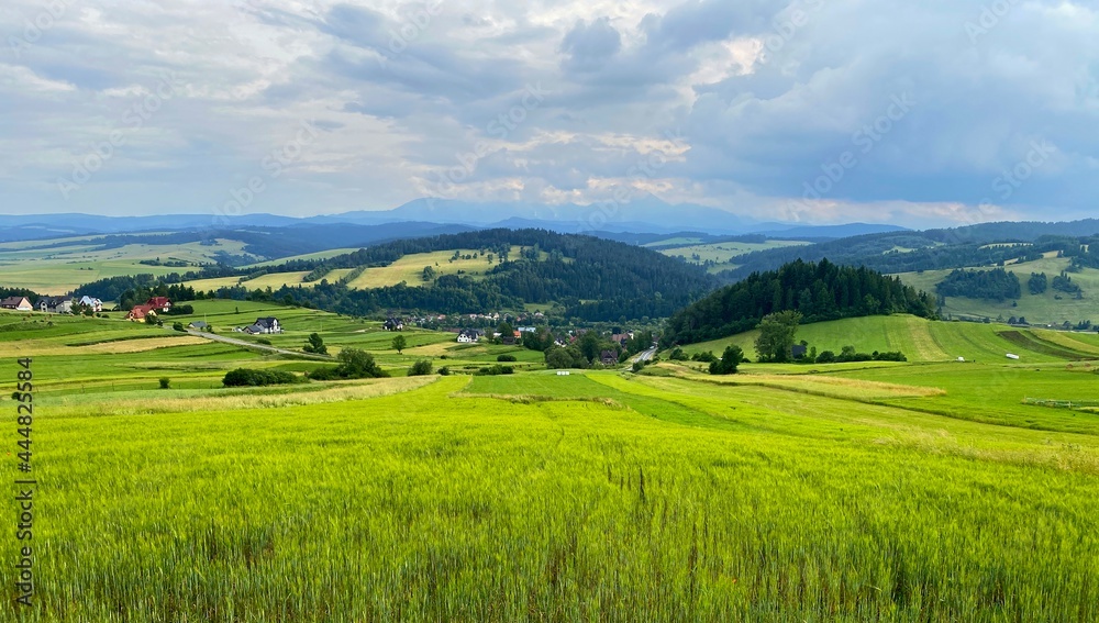 landscape with green grass and mountains, Małopolska