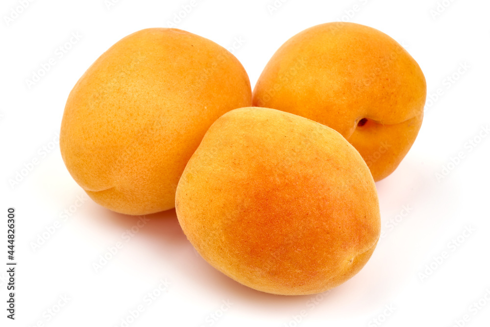 Sweet juicy yellow apricots, ripe nectarines, isolated on white background. Sweet juicy yellow apricots, ripe nectarines, isolated on white background.