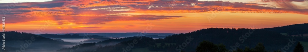 Morning panoramic sunset view from zdarske vrchy