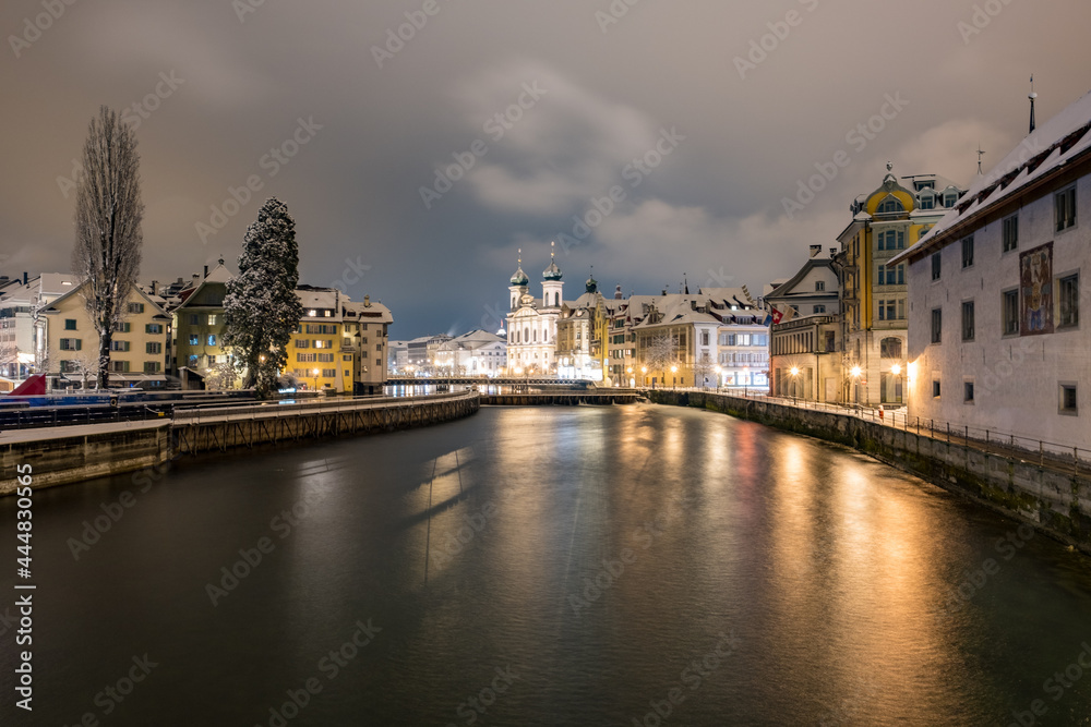Lucerne by night in winter - Switzerland
