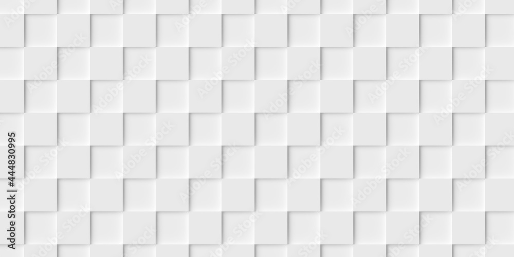 Modern minimal white checkerboard shifted cube geometrical pattern background flat lay top view from above Modern minimal white checkerboard shifted cube geometrical pattern background flat lay top view from above
