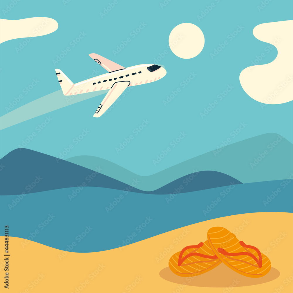 Fototapeta premium airplane travel by the beach