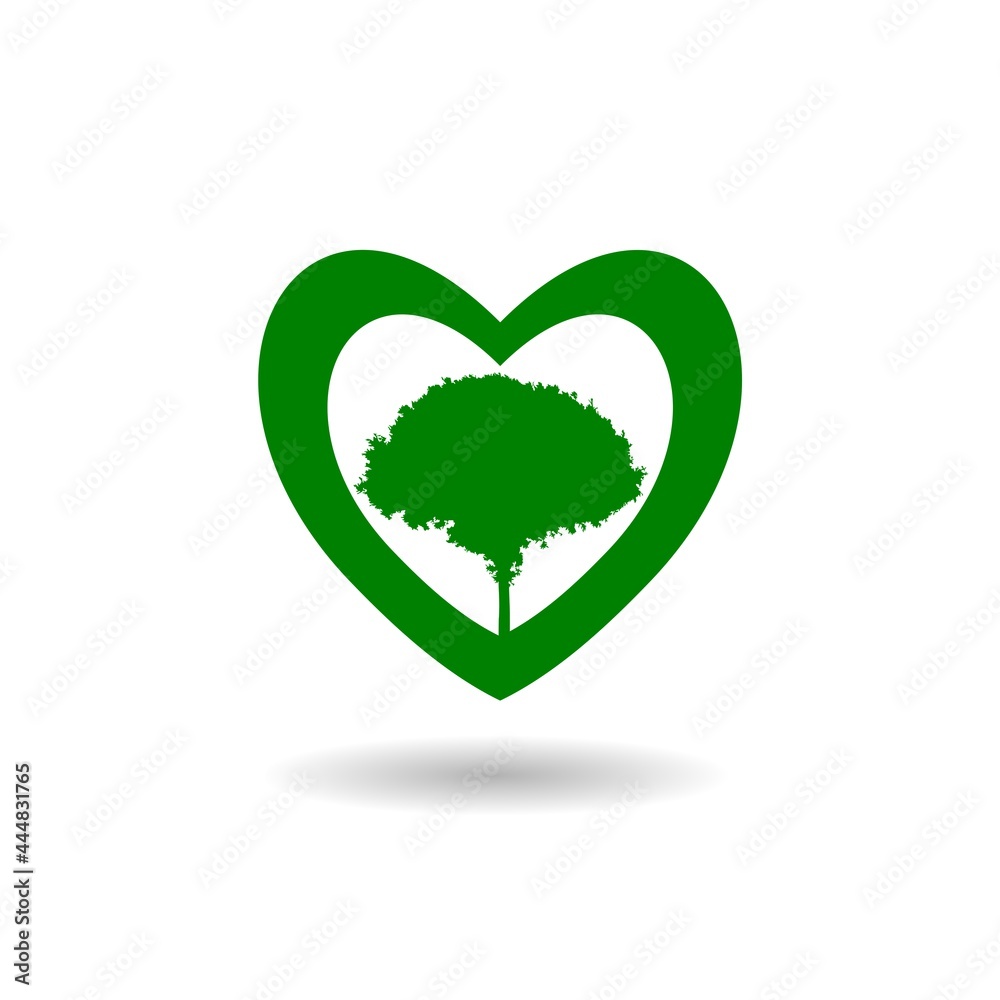 Tree of love icon with shadow Tree of love icon with shadow