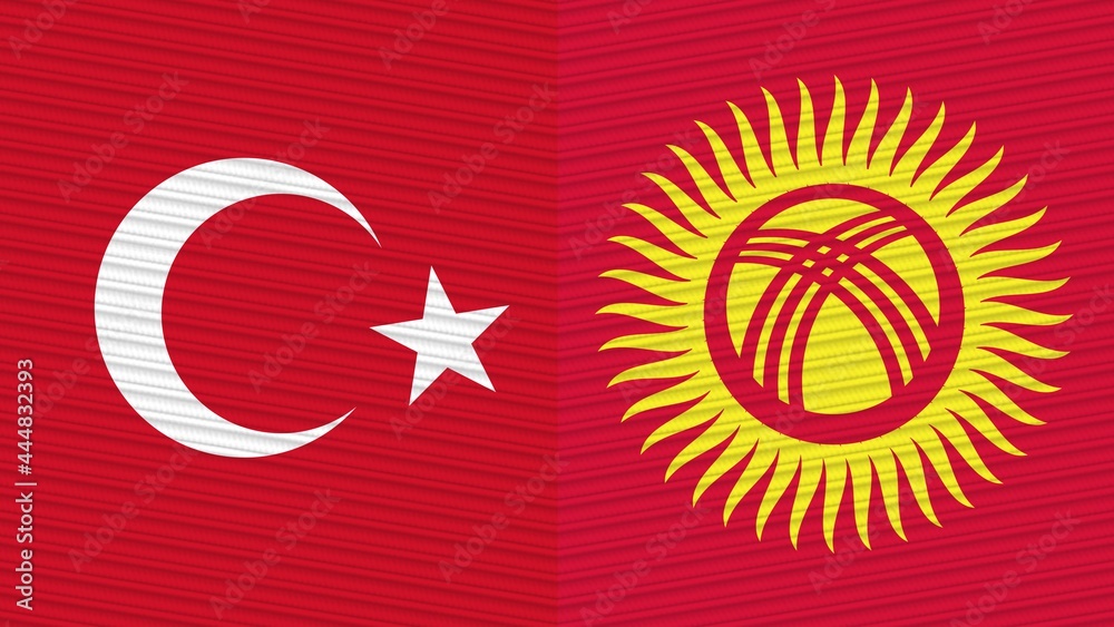 Kyrgyzstan and Turkey Two Half Flags Together
