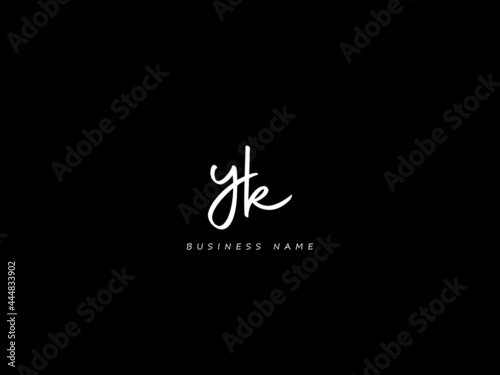 Letter YK Logo, Black signature yk logo icon vector image for business photo