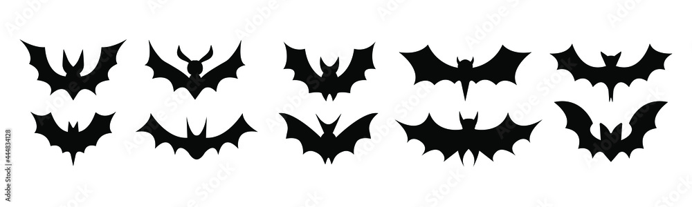 Big set of black silhouettes of bats, vector isolated on white background
Big set of black silhouettes of bats, vector isolated on white background