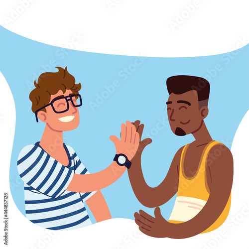 men clapping palms