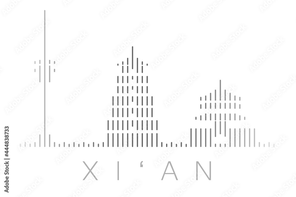 Vertical Bars Xi'an Landmark Skyline