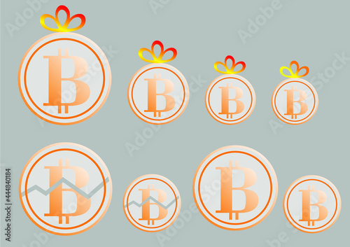 bit coin vector image used as a gift give or transfer and showing the ups and downs of the currency