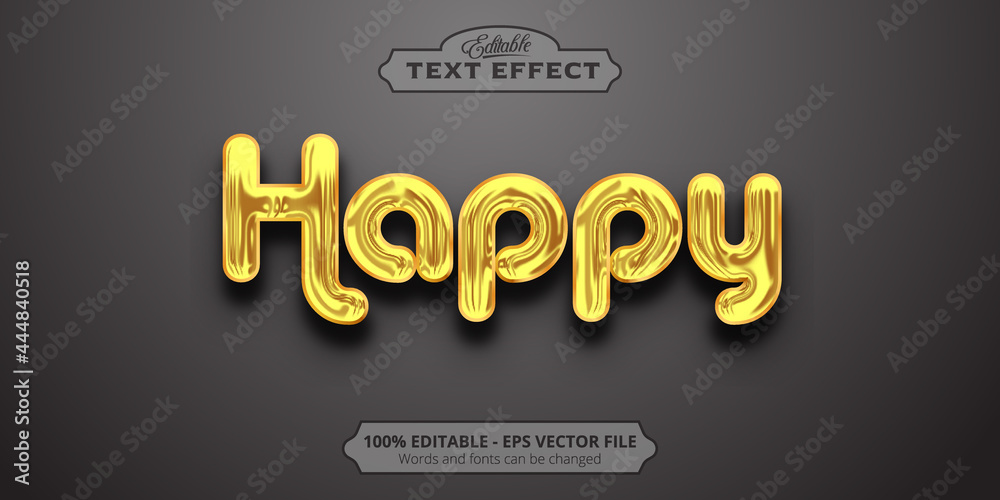 Golden style, editable text effect, happy text Golden style, editable text effect, happy text