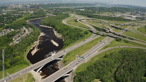 Highway in Levis near Quebec City in Canada from drone photo