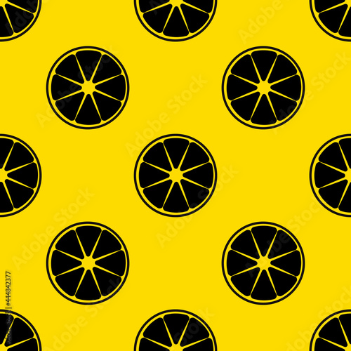 Black lemons and yellow background. Vector repeated sample wallpaper.