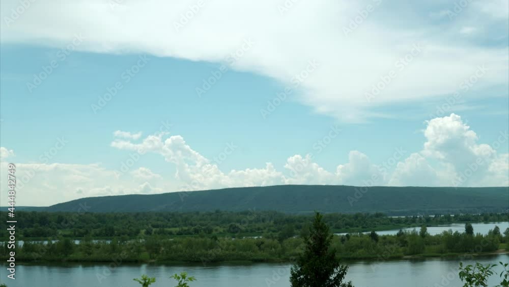 Timelapse of nature. The river against the background of moving clouds. 4k Timelapse of nature. The river against the background of moving clouds. 4k