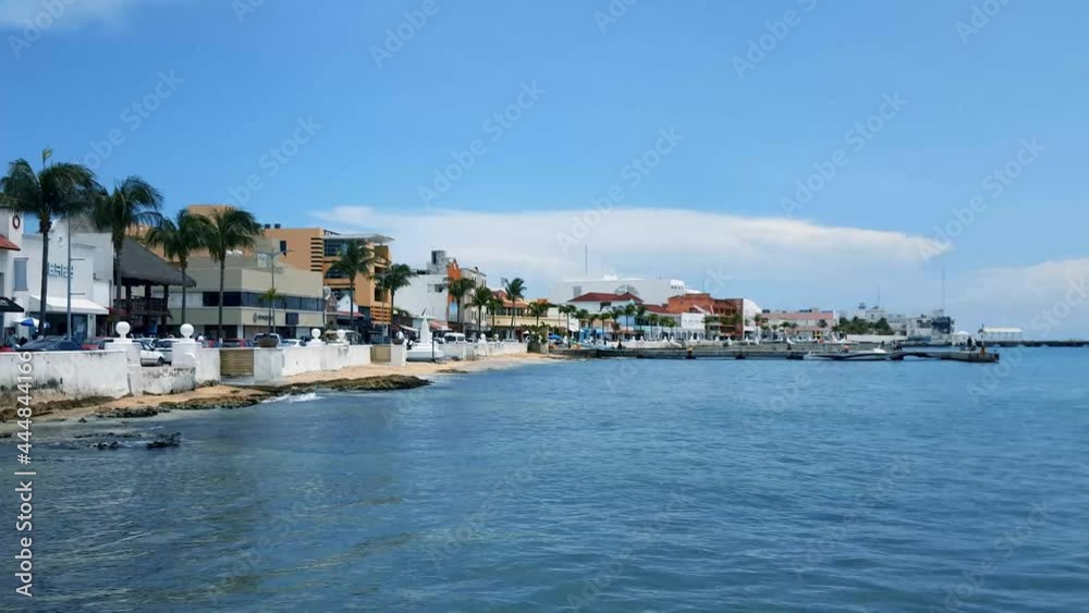 Gentle waves along waterfront of San Miguel de Cozumel Gentle waves along waterfront of San Miguel de Cozumel