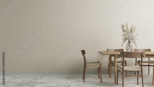 Fotografie Medium dinning background wall beige with wood table