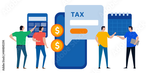 Tax form online using smartphone, people input filling the digital tax return form