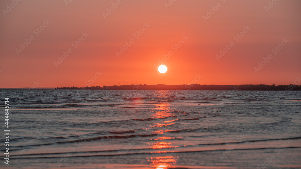 sunset on the sea horizon
