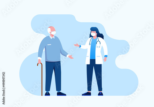 Doctor consultation flat vector illustration for banner and landing page