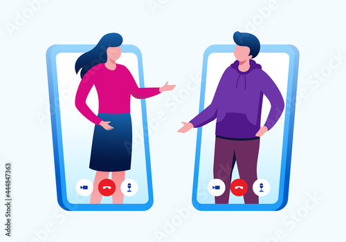 online meeting or video conference concept flat vector illustration for banner landing page 