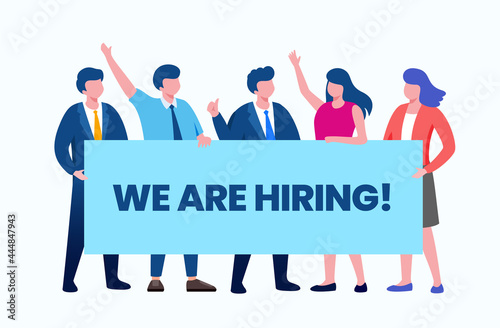 We are hiring or recruitment concept flat vector illustration for banner 