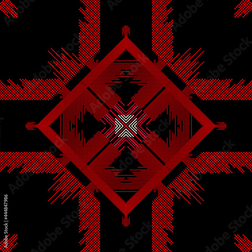 traditional square scarf with different geometric and paisley pattern
