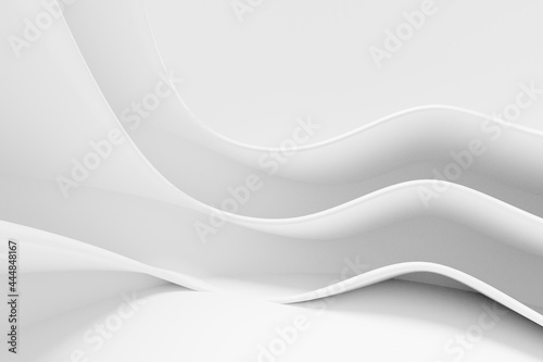 Abstract white Architecture Background. 3d render. Modern Geometric Wallpaper. Futuristic Technology Design