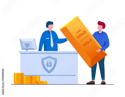 Gold investment flat vector illustration for banner landing page 