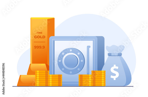Gold investment flat vector illustration for banner landing page 