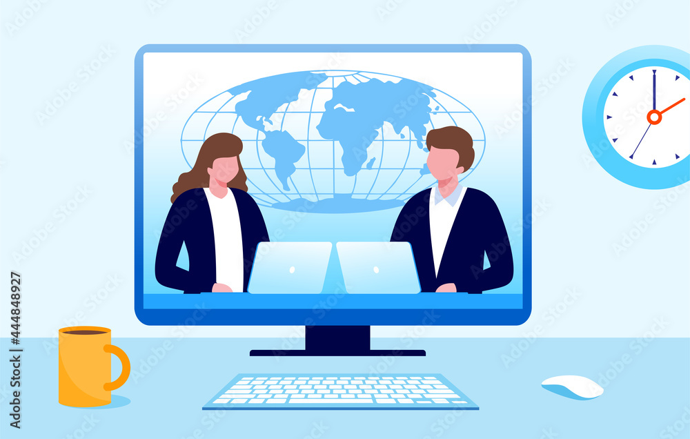 News program on TV flat vector illustration for banner and landing page News program on TV flat vector illustration for banner and landing page