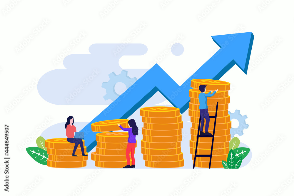 Business Investment concept, People collecting coins money for growth their Investment flat vector illustration. Flat vector template Style Suitable for Web Landing Page, Background. Business Investment concept, People collecting coins money for growth their Investment flat vector illustration. Flat vector template Style Suitable for Web Landing Page, Background.