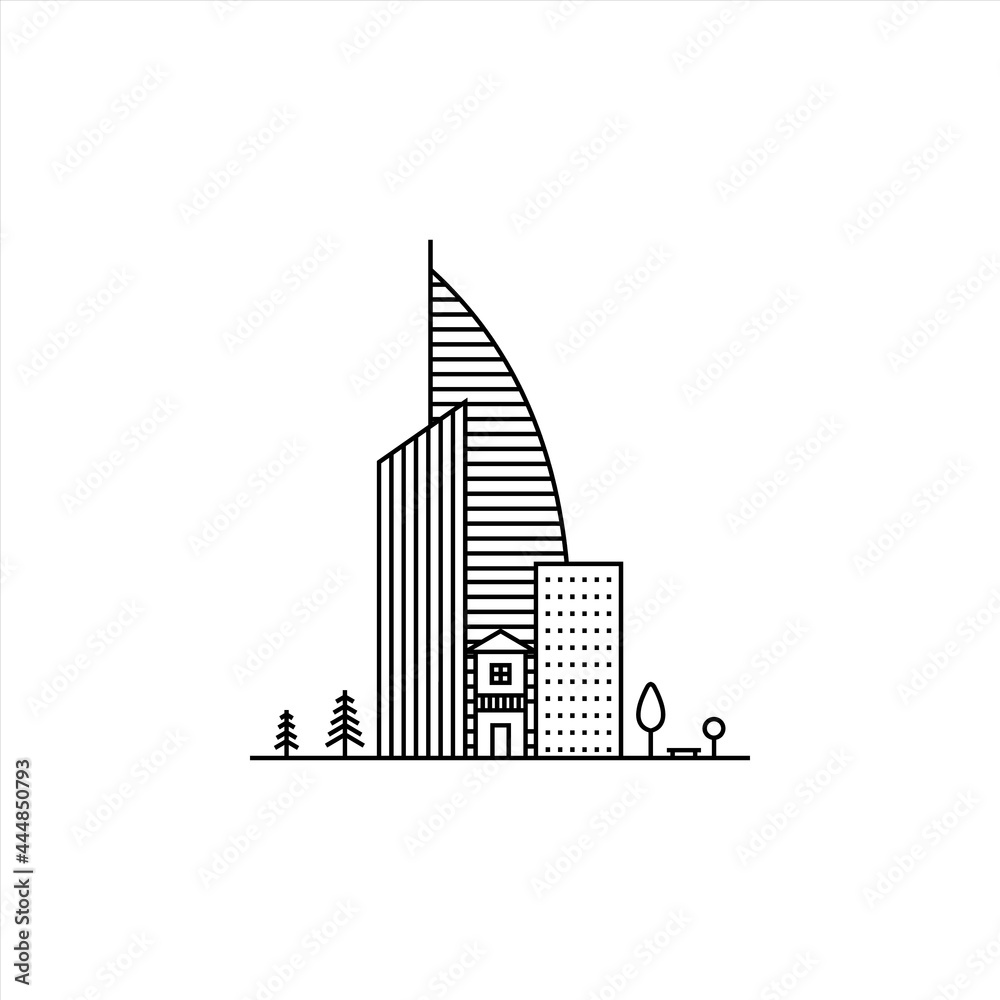 Obraz premium real estate line art building logo template. business logo vector