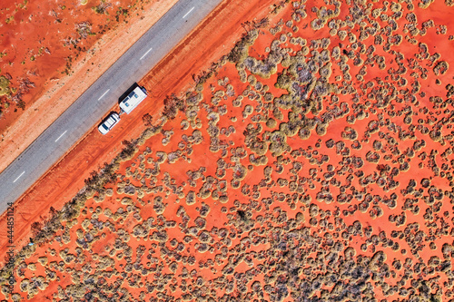 Central Australia aerial view with travelers