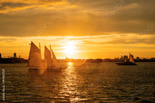 Sunset cruise and yacht at New York city