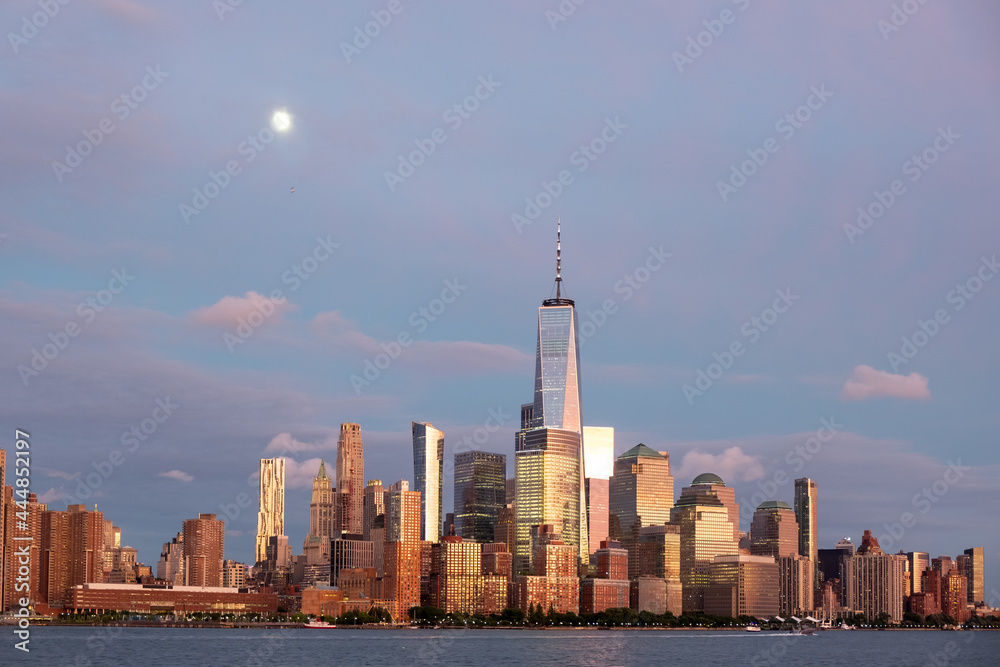 New York city lower Manhattan skyline at twilight