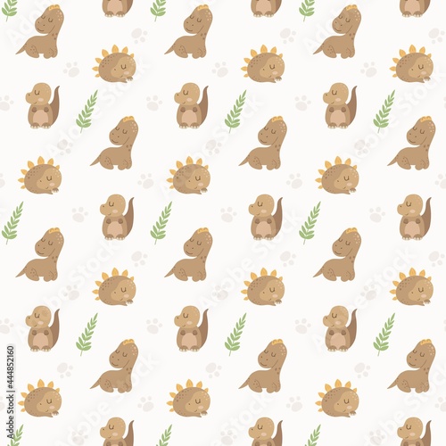 Baby Dinosaur seamless pattern. Child background for wrapping, packaging.